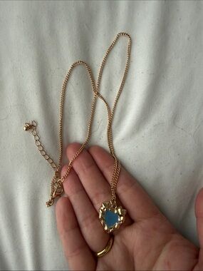 Gold & Blue Heart Necklace